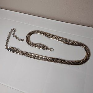 38 Inch 3 Layer Silver Tone Metal Chain Link Belt